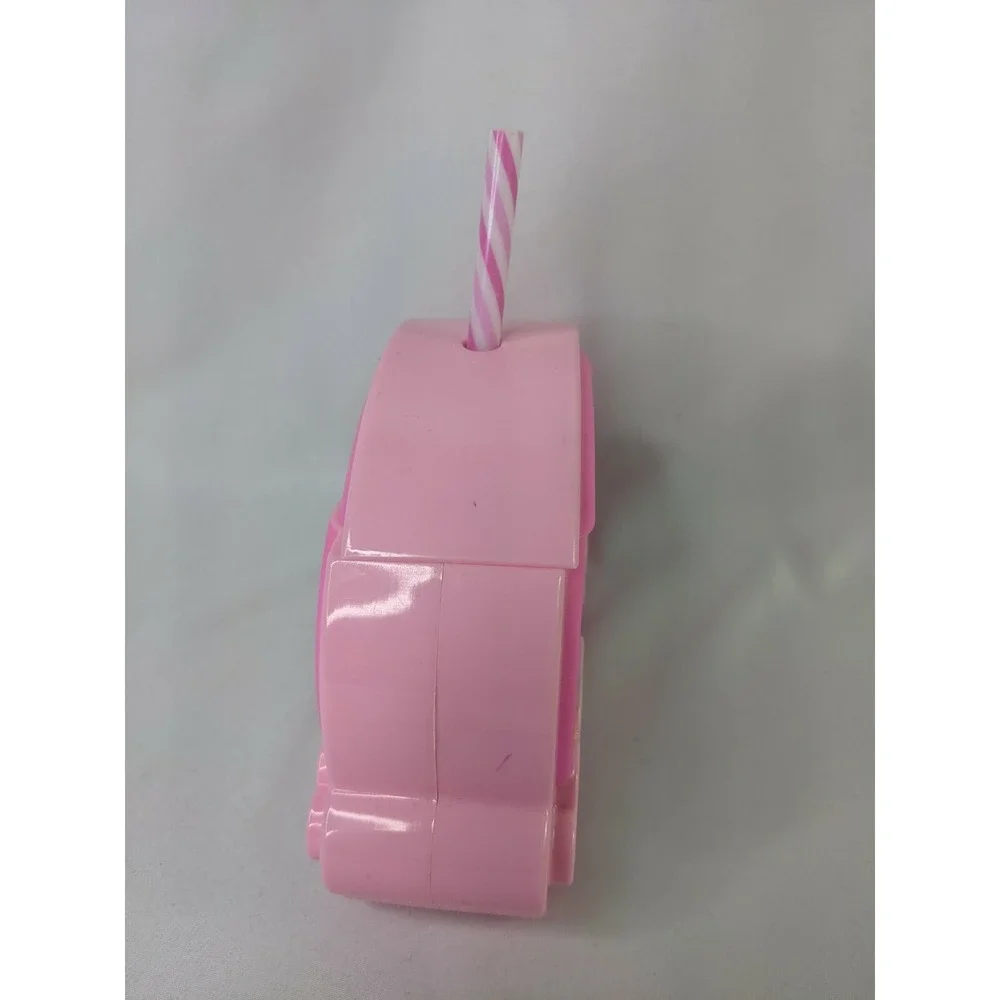 Rainbow Pink Plastic Drinking Cup Straw Container 4‎ Inch Tall